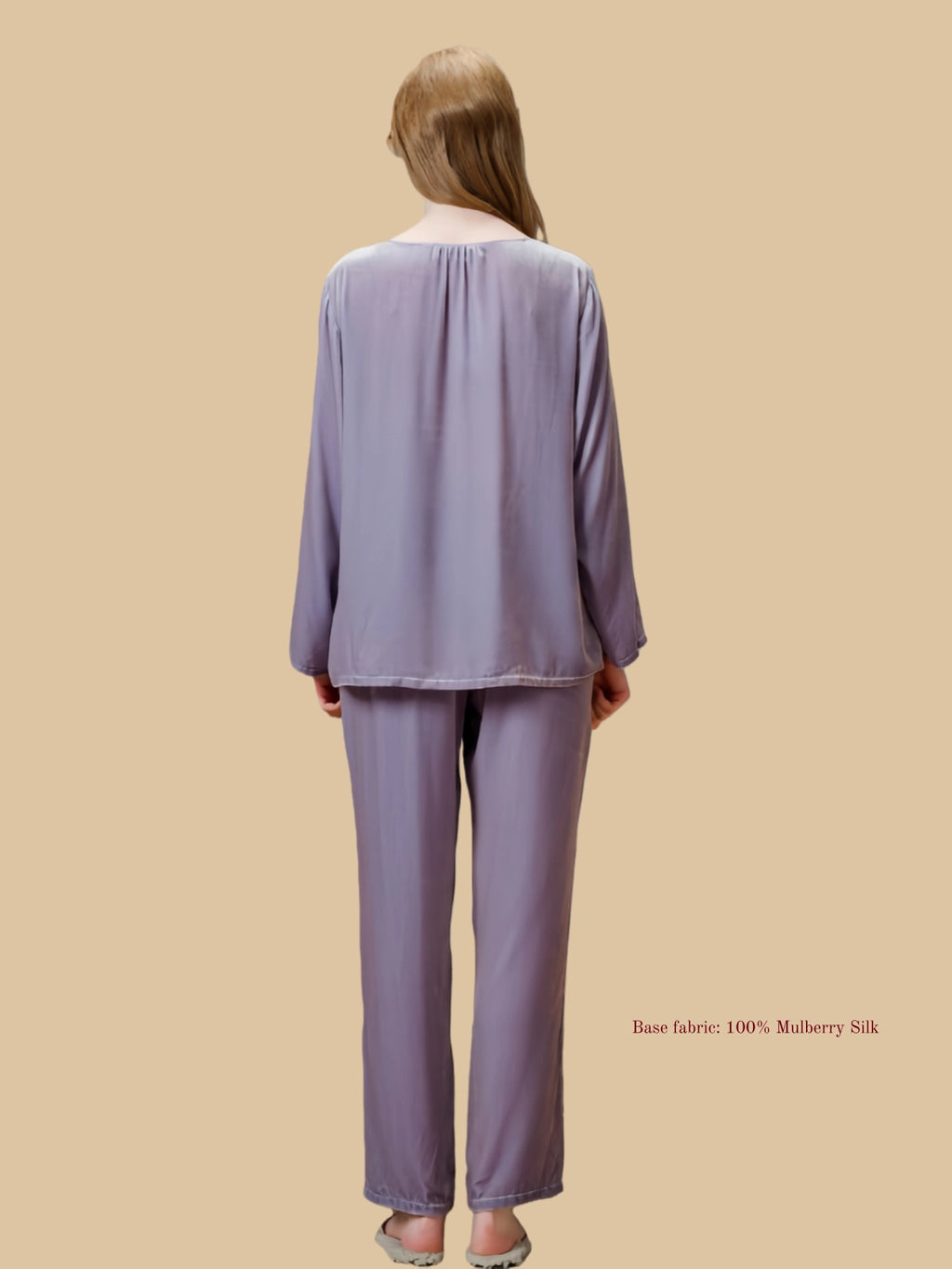 Silk Velvet Women's V neck Pajama Set - 100% Mulberry Silk Silk Nightgown And Robe Set | Silkgala