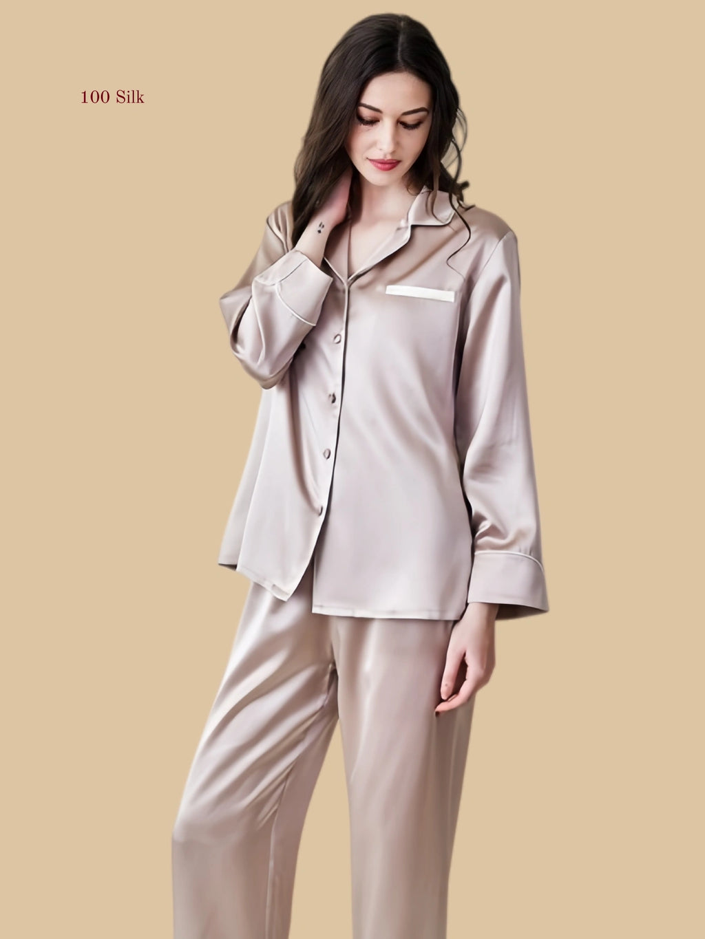 Silk Women's Collared Pajama Set