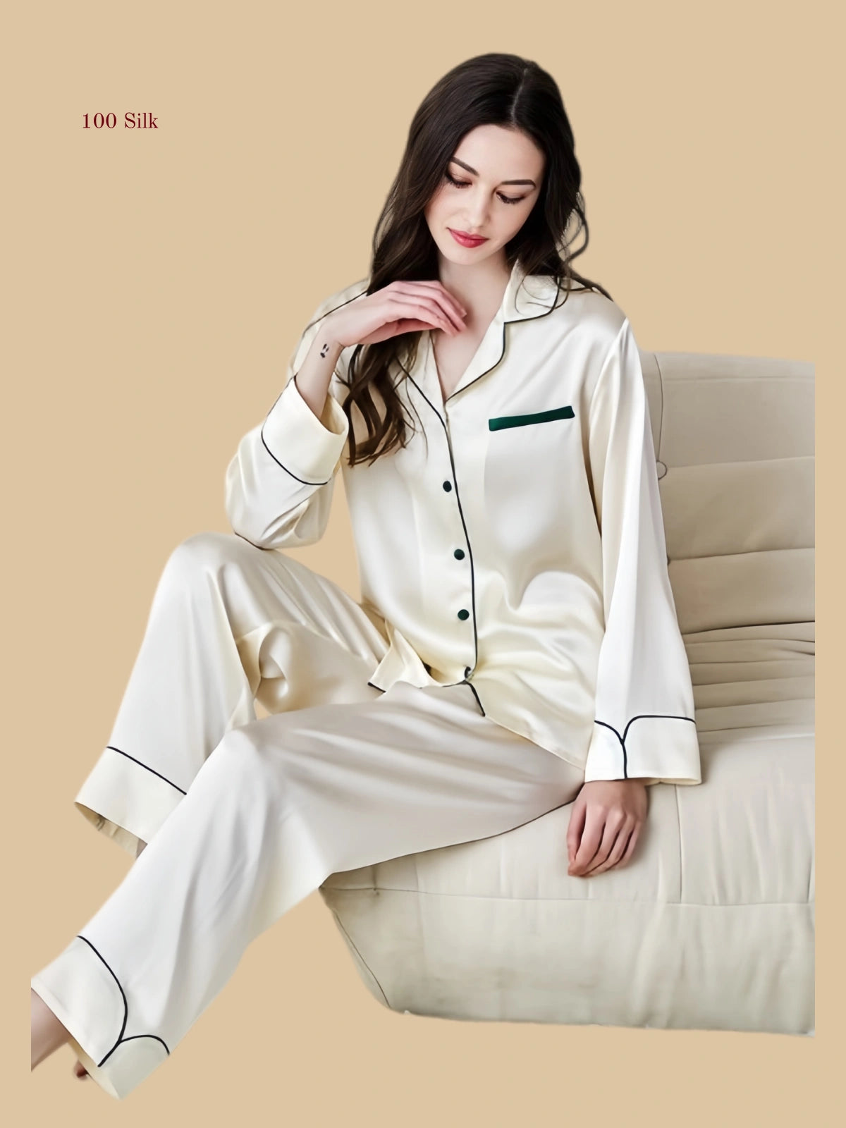 Silk Women's Collared Pajama Set