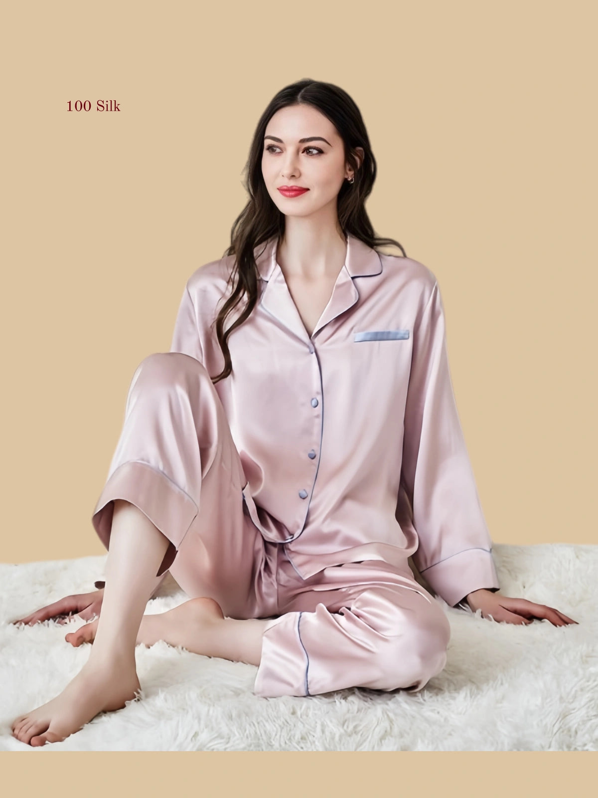 Silk Women's Collared Pajama Set