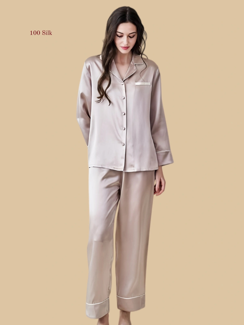 Silk Women's Collared Pajama Set