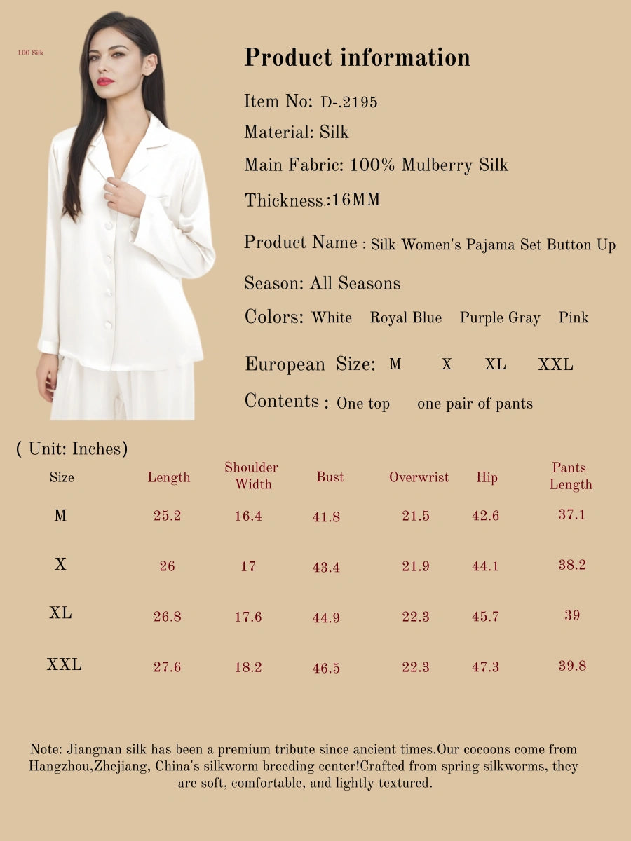 Silk Women's Pajama Set Button Up