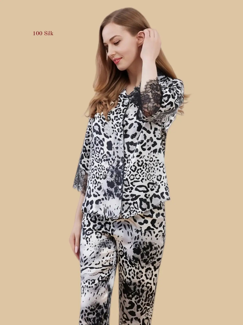 Silk Women's  Leopard Print Pajamas