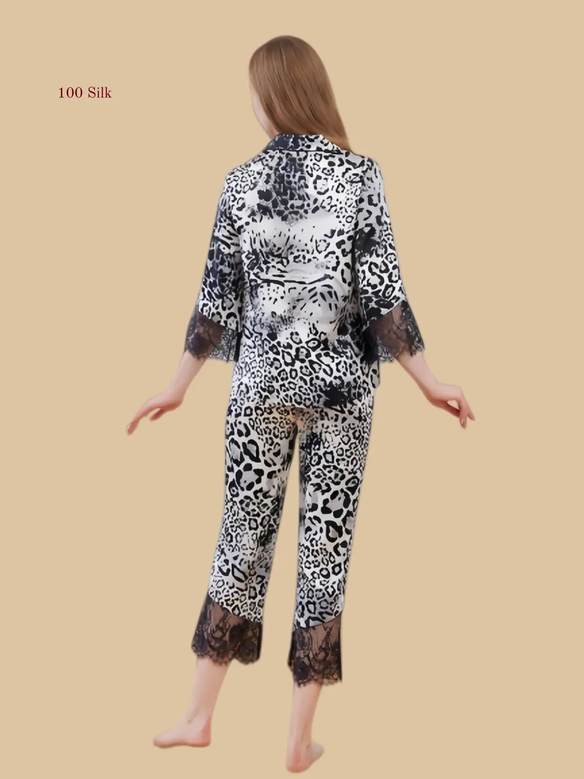 Silk Women's  Leopard Print Pajamas