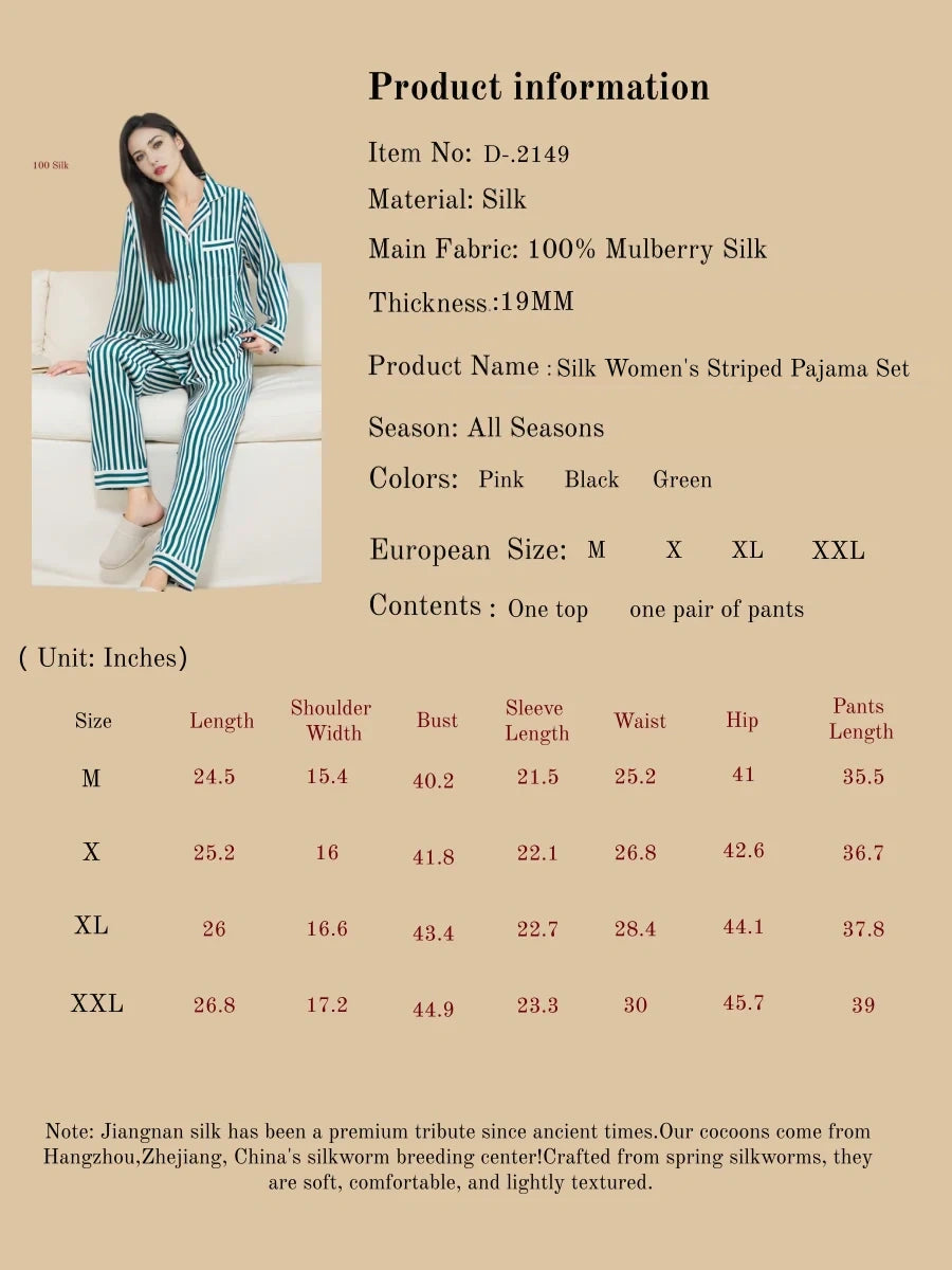Silk Women's Striped Pajama Set
