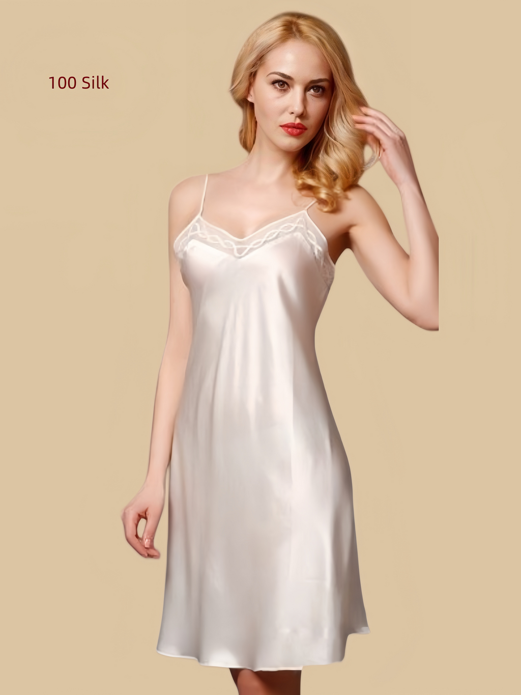 Silk elegant spaghetti strap camisole nightgown