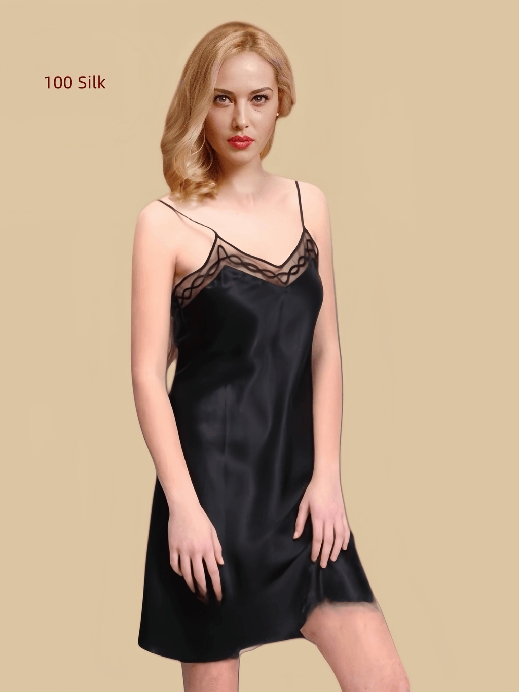 Silk elegant spaghetti strap camisole nightgown