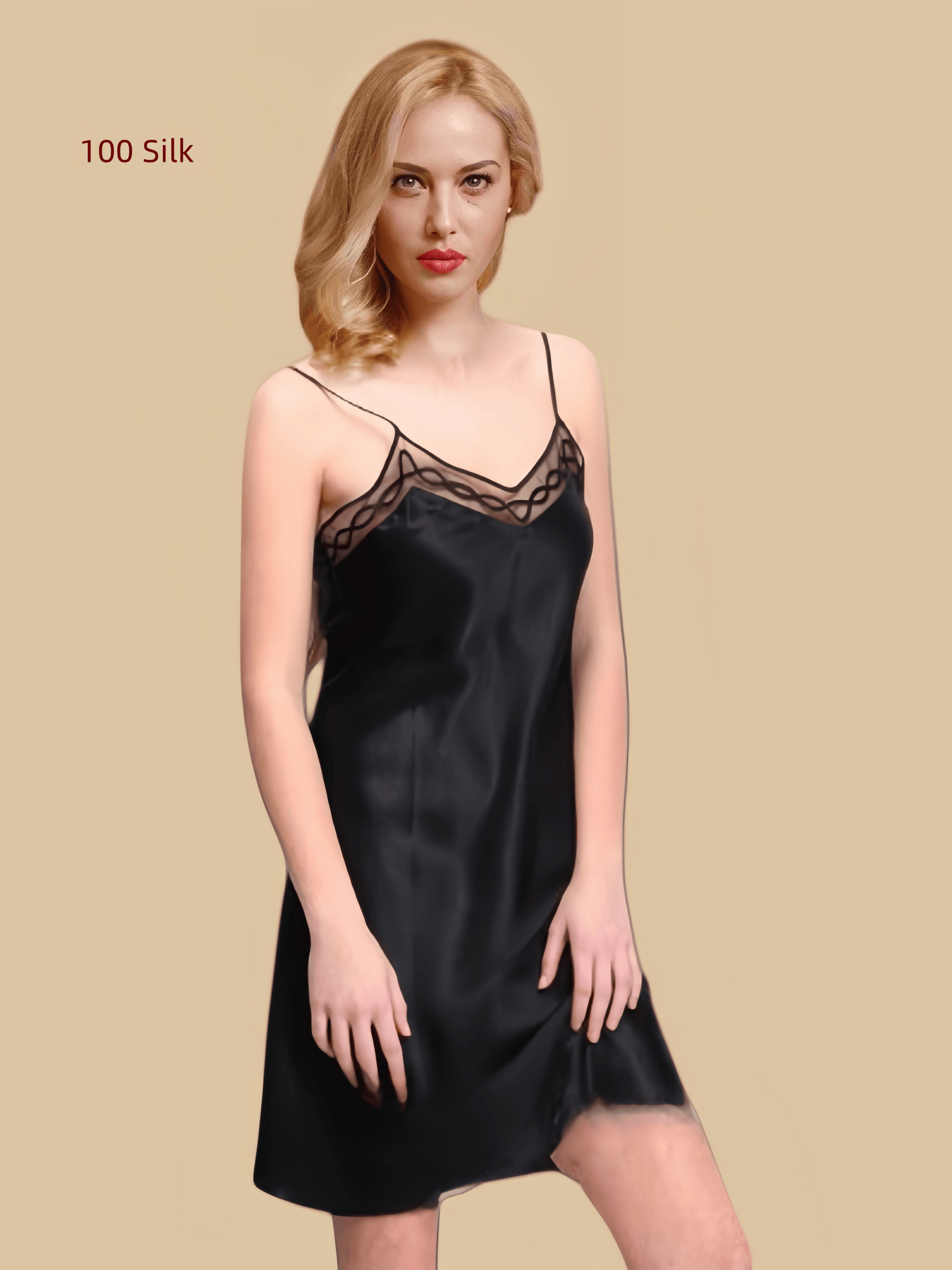 Silk elegant spaghetti strap camisole nightgown