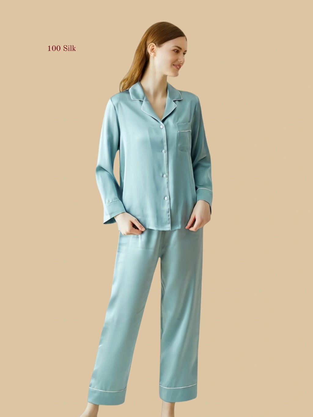 Silk Long Sleeve Pajamas Set