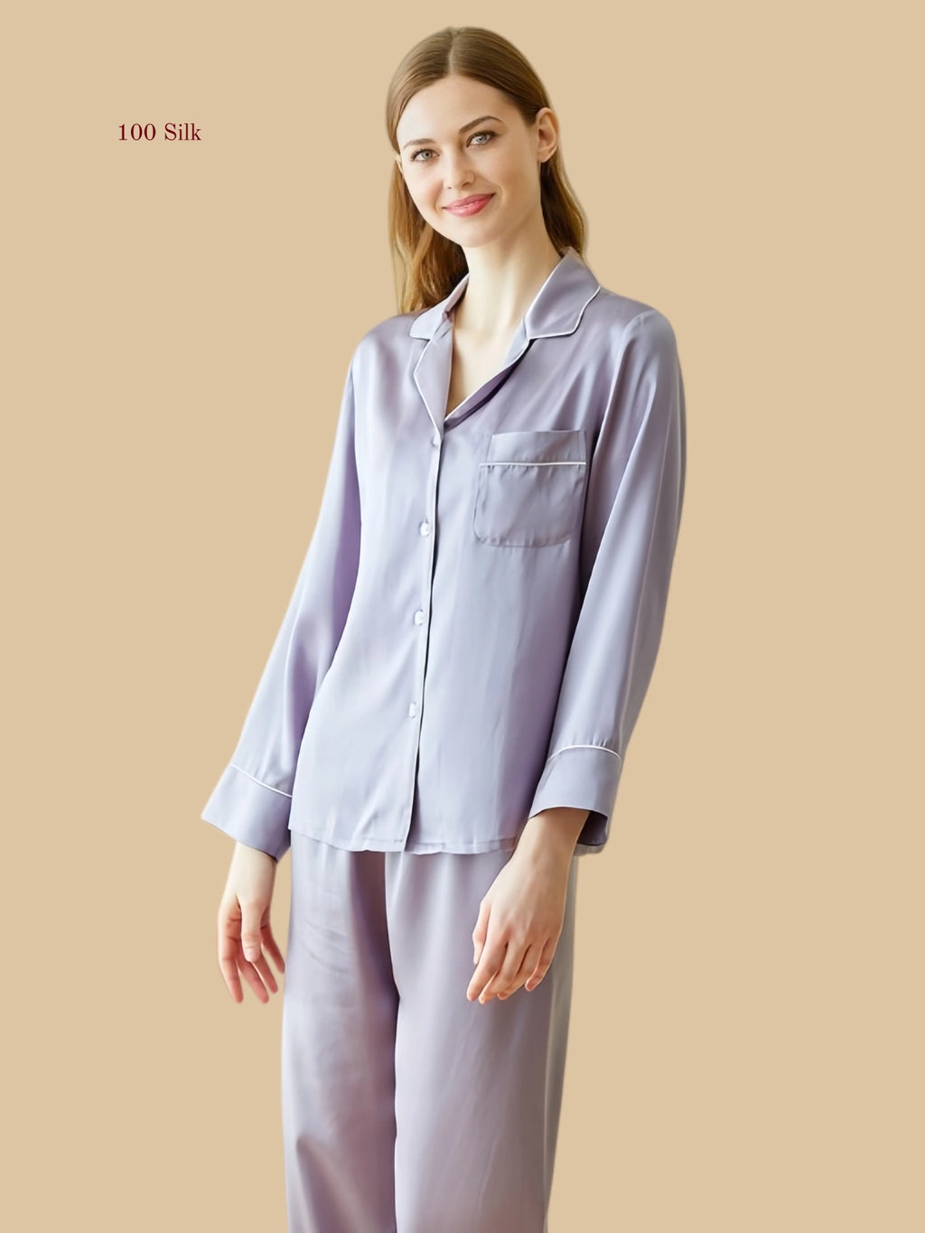 Silk Long Sleeve Pajamas Set