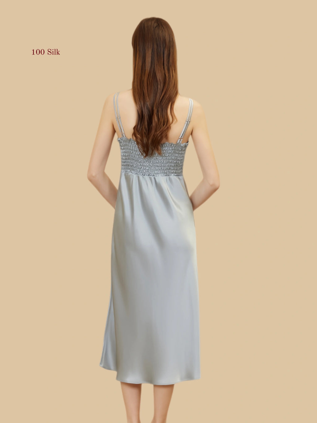 Silk Midi Dress With Spaghetti Straps