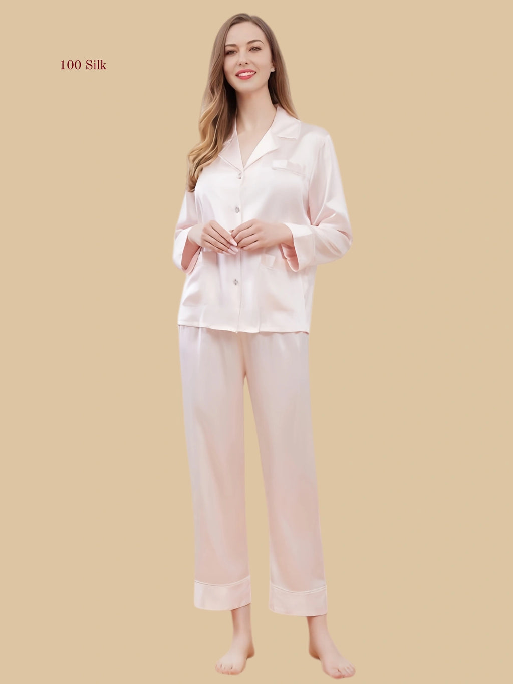 Silk Two Piece Button Up Pajama Set