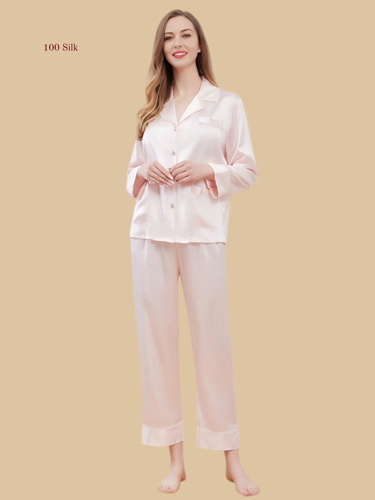 Silk Two Piece Button Up Pajama Set