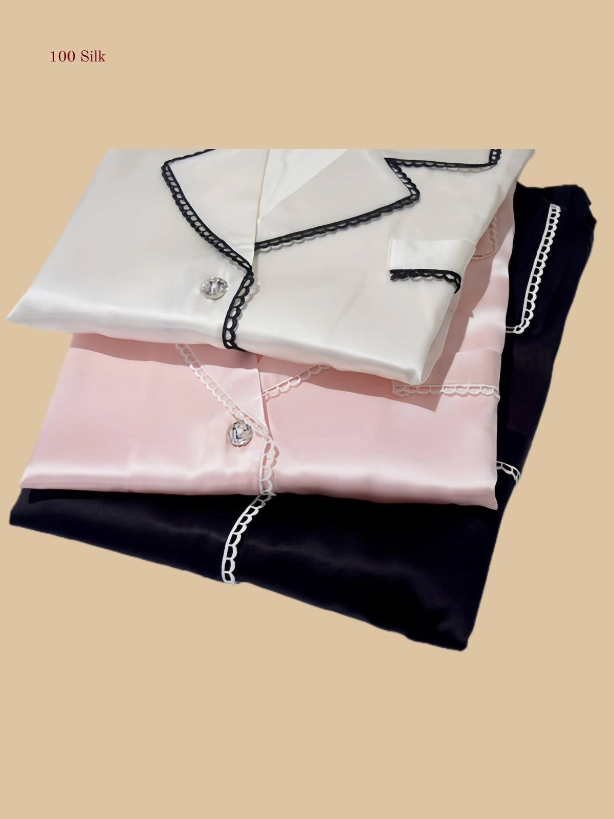 Silk Two Piece Button Up Pajama Set