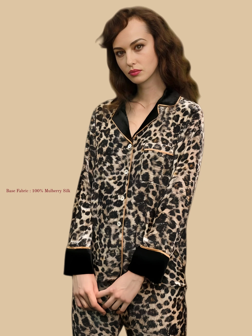 Silk velvet leopard print pajamas set - 100% Mulberry Silk Silk Nightgown And Robe Set | Silkgala