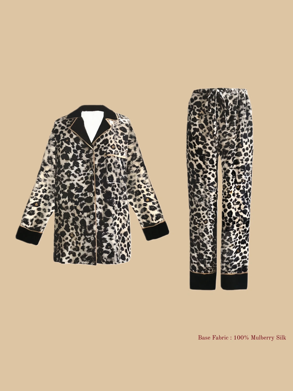 Silk velvet leopard print pajamas set - 100% Mulberry Silk Silk Nightgown And Robe Set | Silkgala