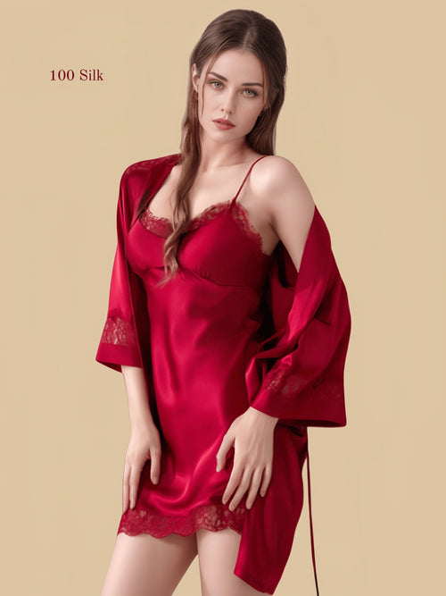 Slip Dress Silk Set - 100% Mulberry Silk Silk Nightgown And Robe Set | Silkgala