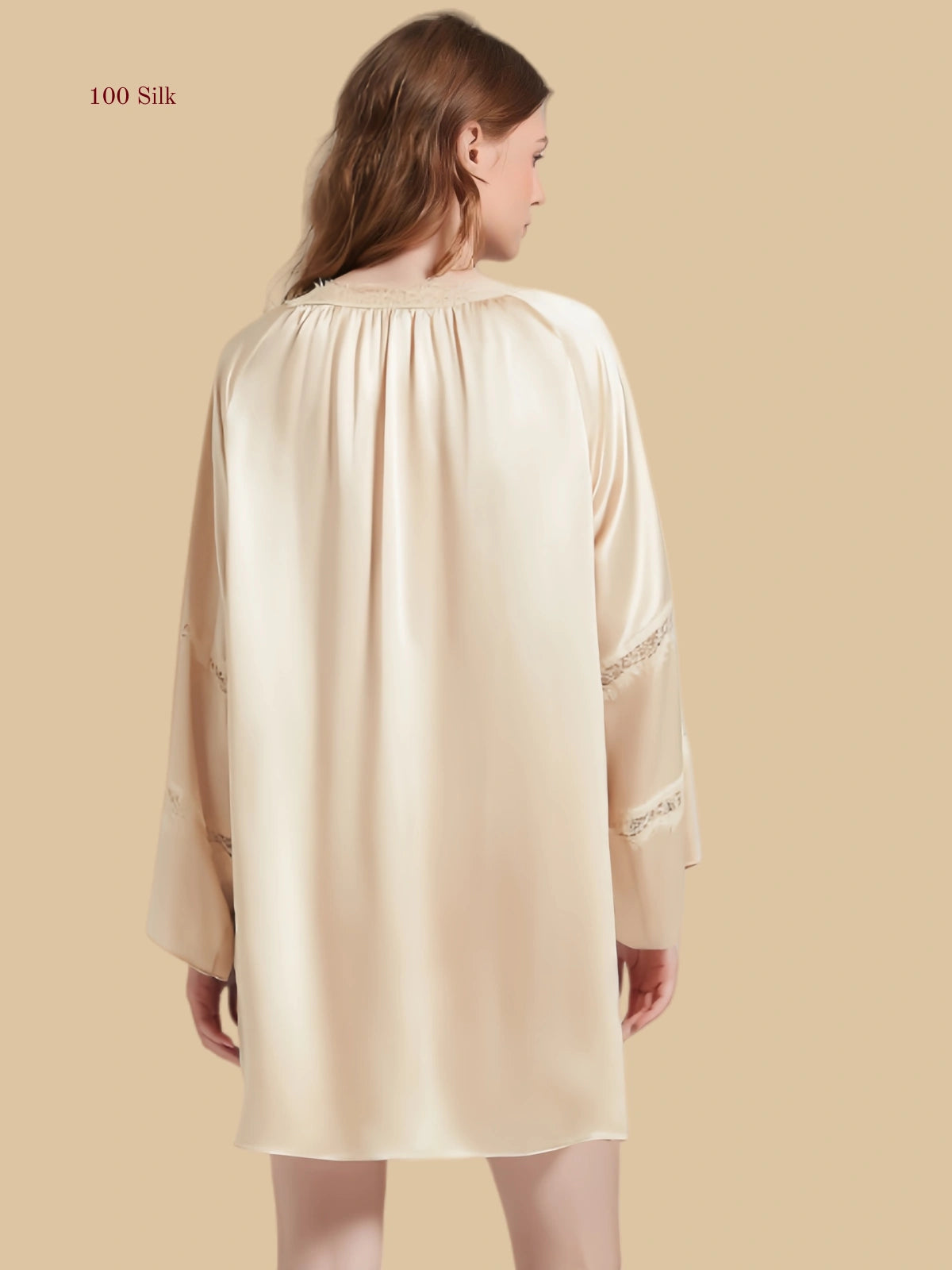 Soft Flare Silk Long Sleeve Nightgown - 100% Mulberry Silk Silk Nightgown And Robe Set | Silkgala