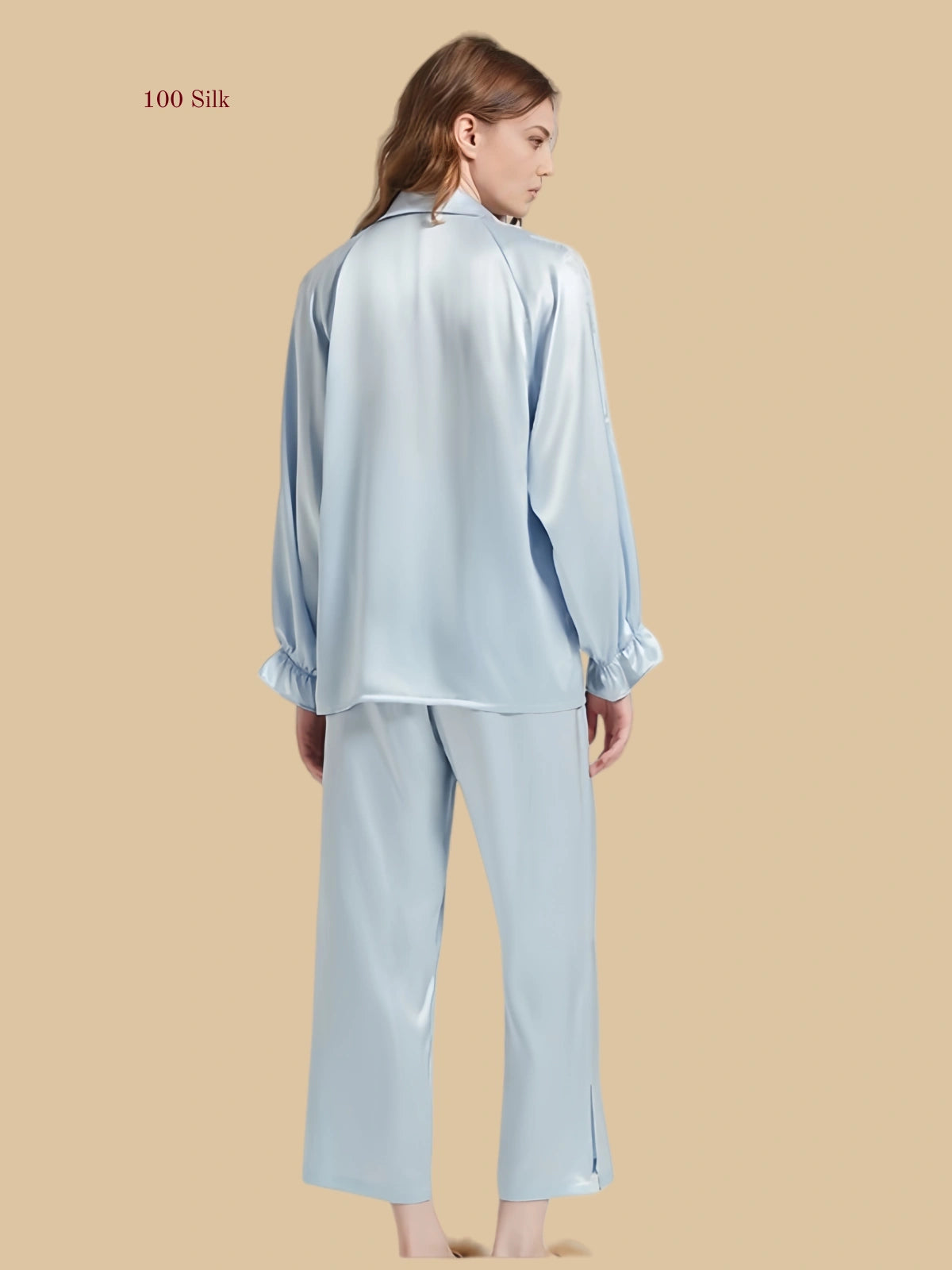 Soft Silk Women's Long-Sleeved Silk Pajama Set - 100% Mulberry Silk Silk Nightgown And Robe Set | Silkgala