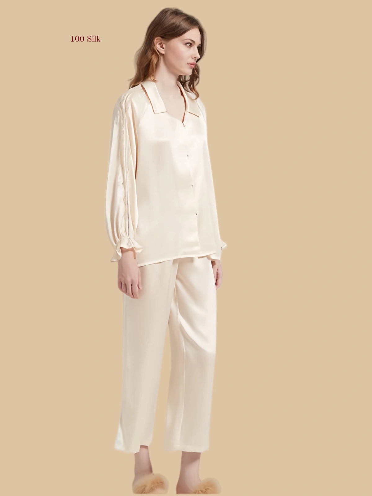 Soft Silk Women's Long-Sleeved Silk Pajama Set - 100% Mulberry Silk Silk Nightgown And Robe Set | Silkgala