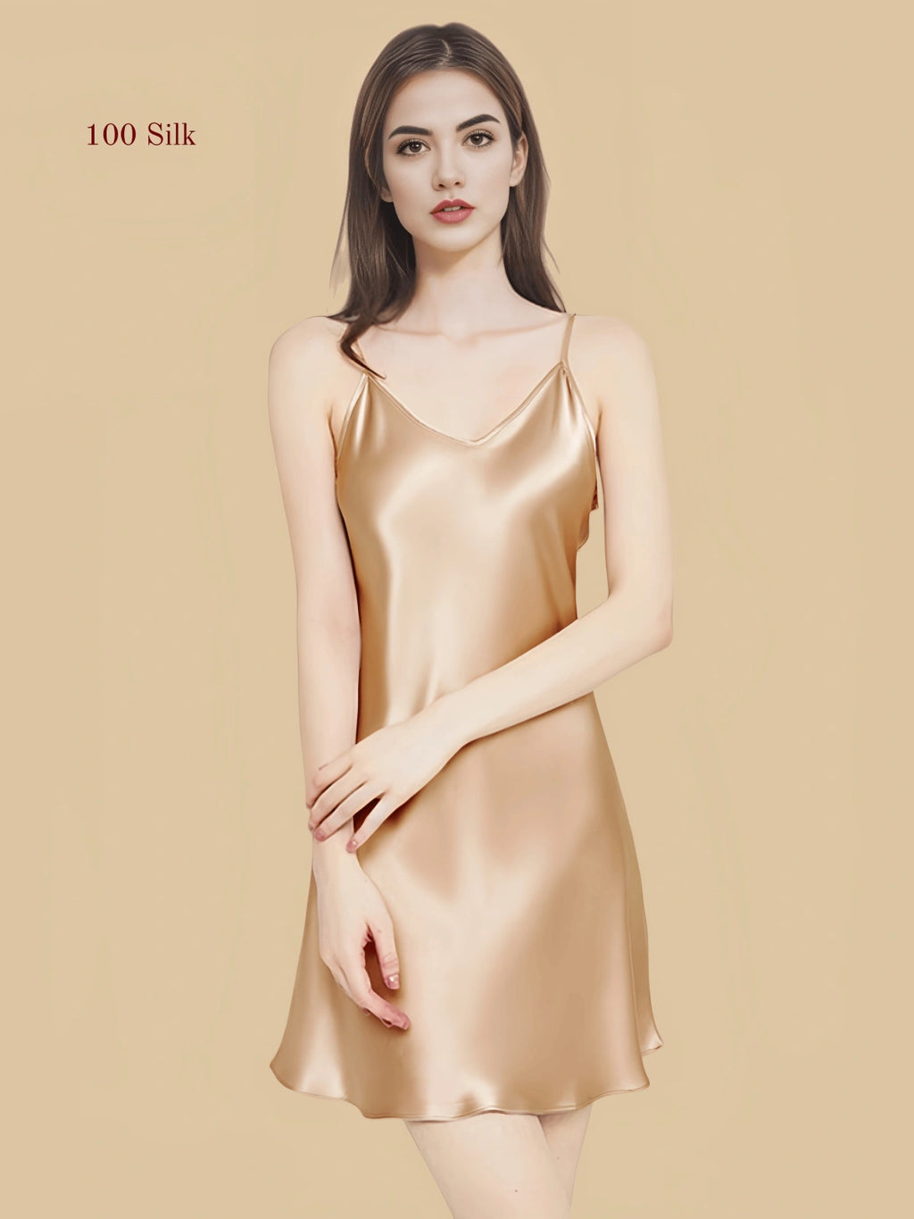 Spaghetti Strap Mini Silk Nightgown