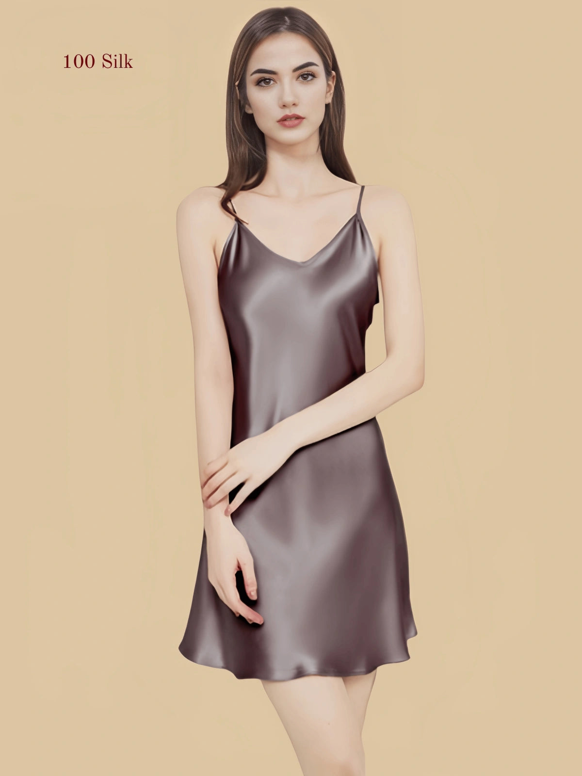 Spaghetti Strap Mini Silk Nightgown