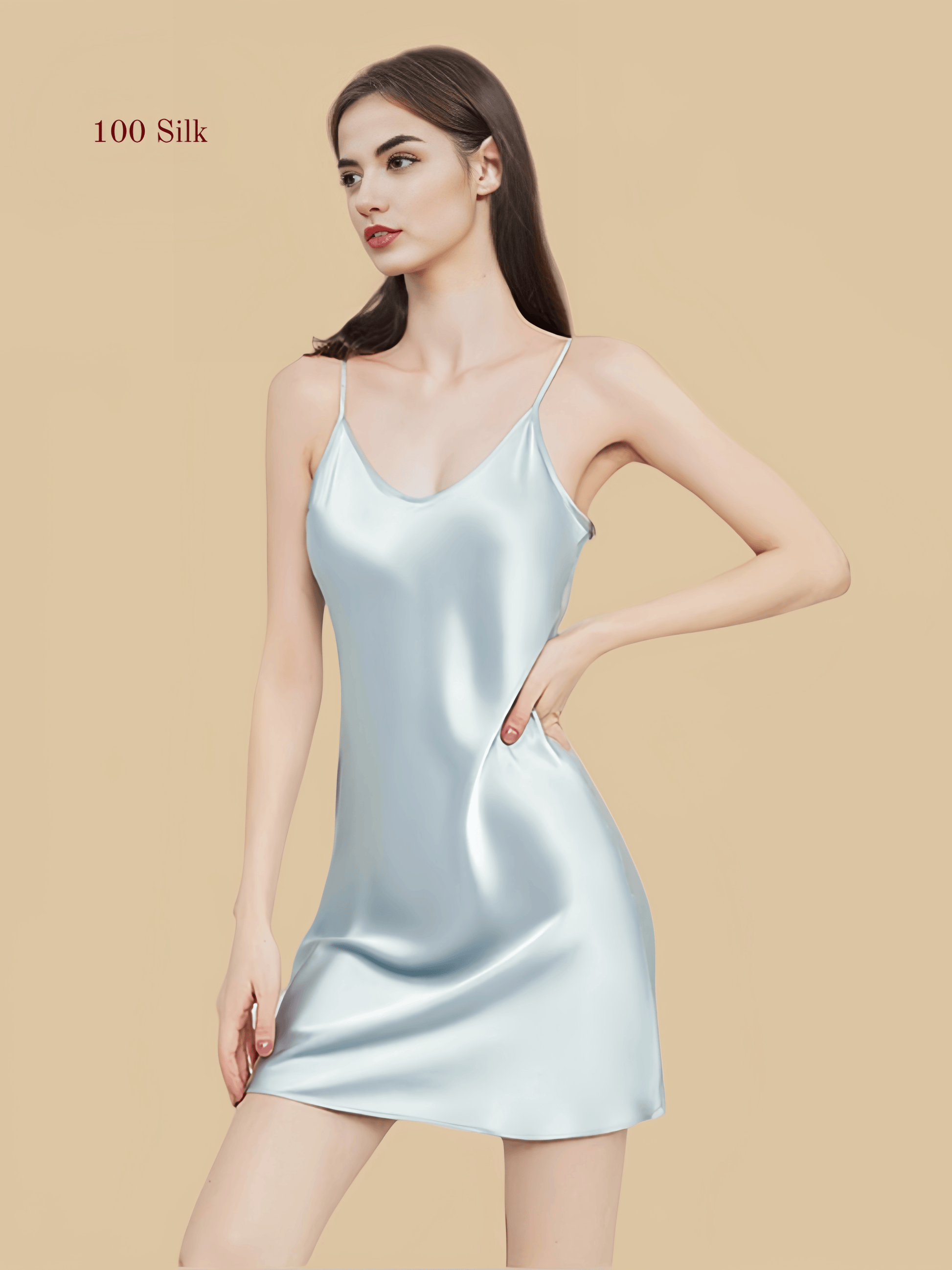 Spaghetti Strap Mini Silk Nightgown