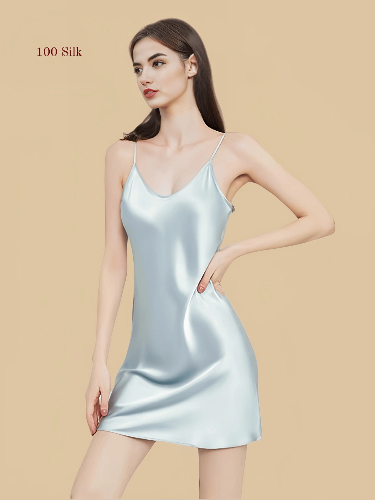 Spaghetti Strap Mini Silk Nightgown