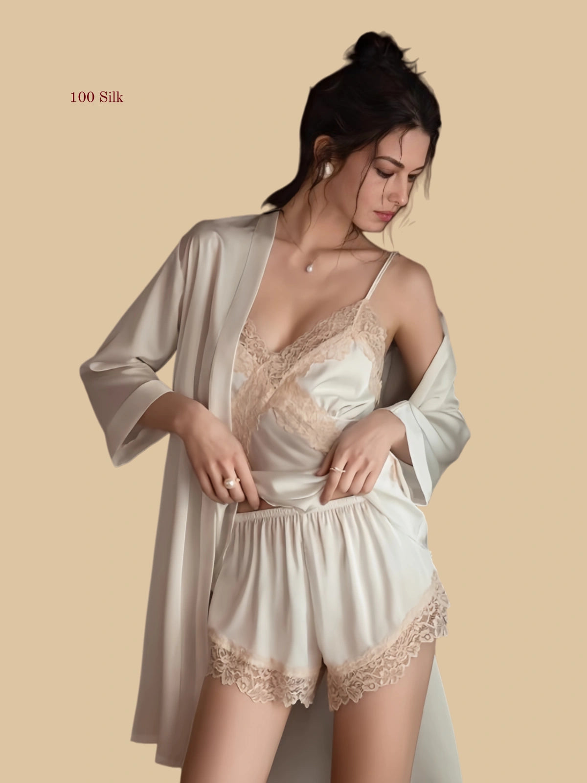 Stylish Silk Pajama Set With Chest Pads