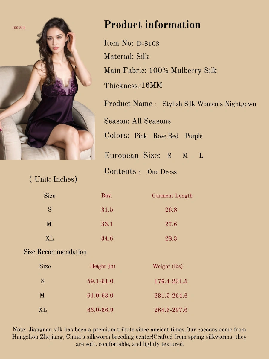 Stylish Silk Women's Nightgown