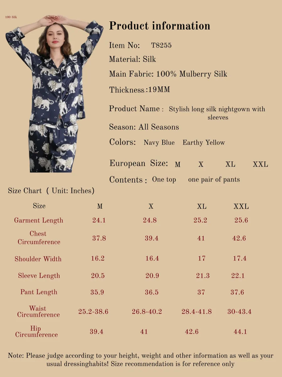 Stylish Long Silk Nightgown With Sleeves