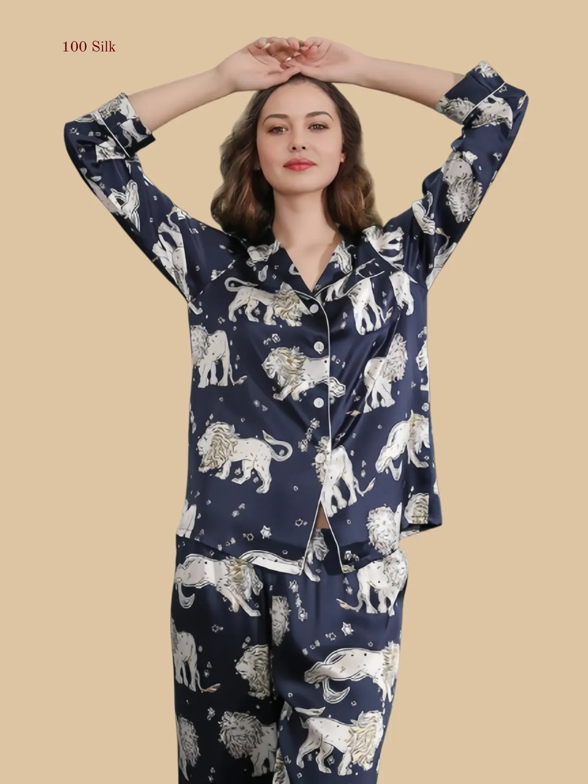 Stylish Long Silk Nightgown With Sleeves