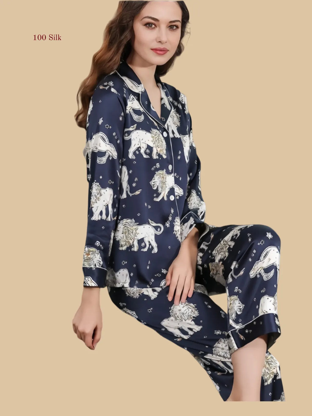 Stylish Long Silk Nightgown With Sleeves