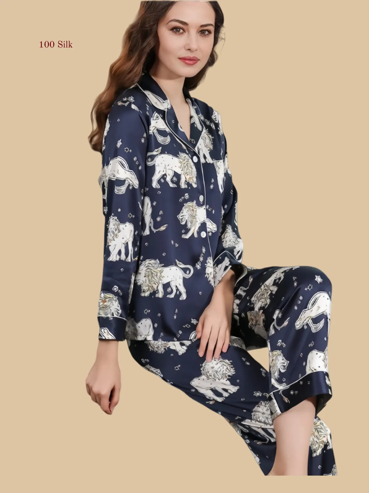 Stylish Long Silk Nightgown With Sleeves