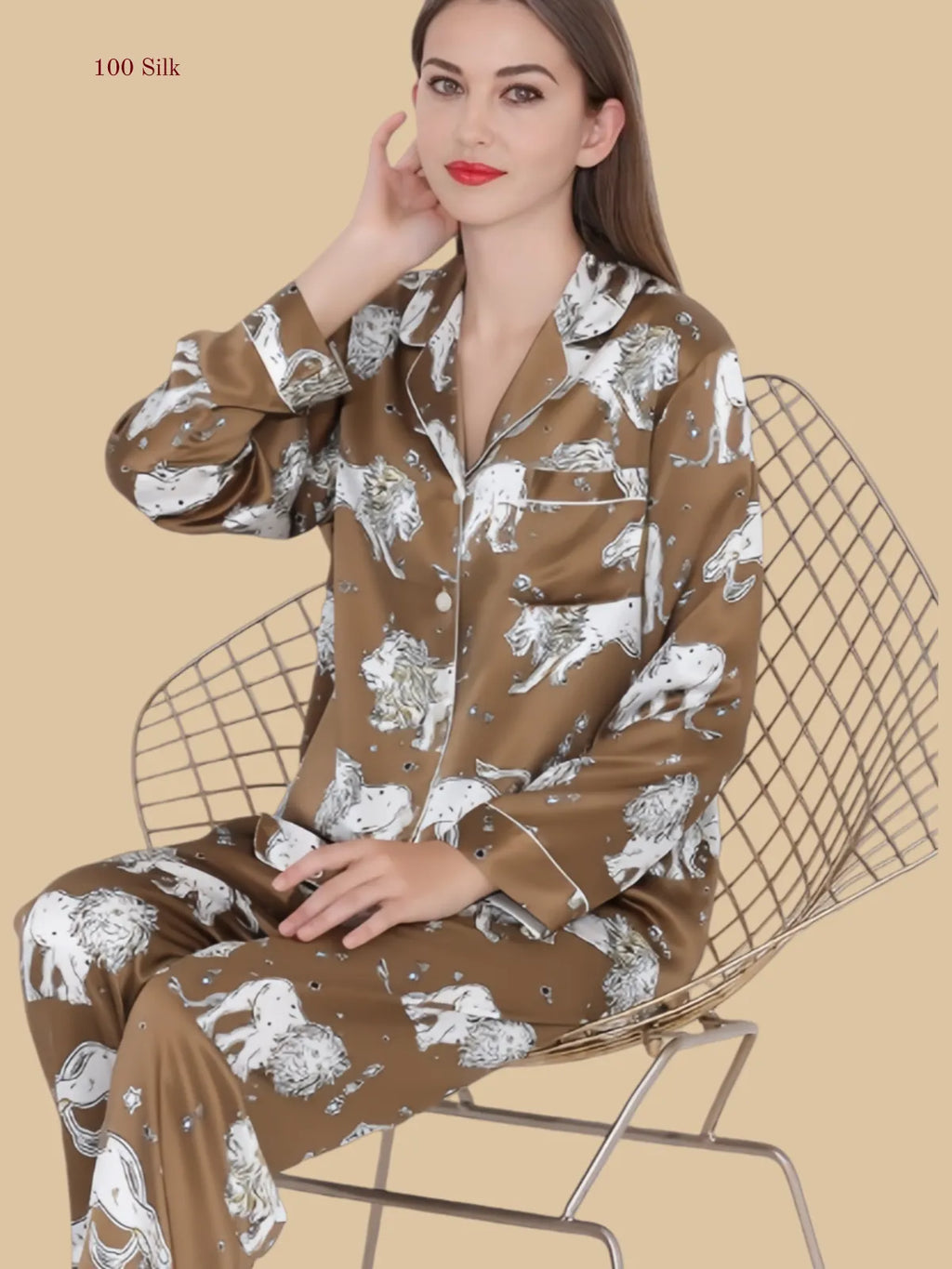 Stylish Long Silk Nightgown With Sleeves