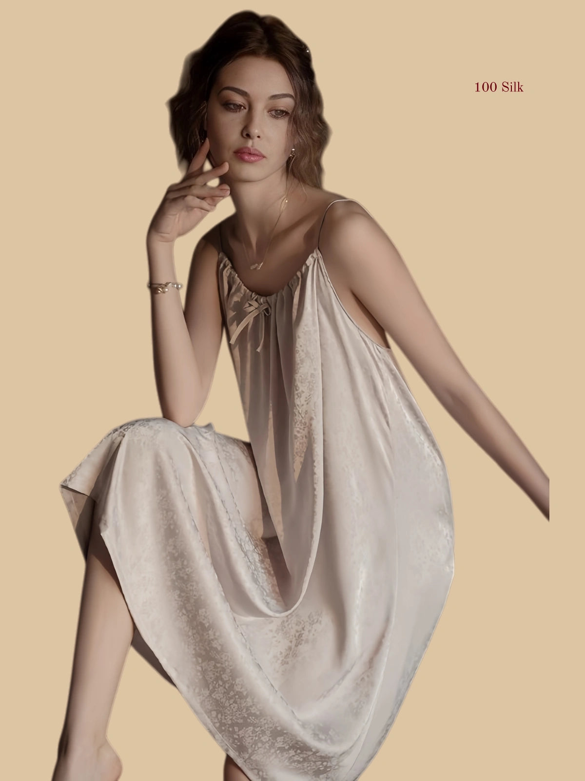 Sweet Silk Midi Spaghetti Strap Dress - 100% Mulberry Silk Silk Nightgown And Robe Set | Silkgala