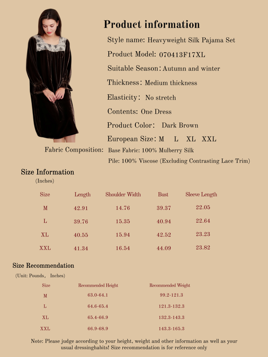 Thickened Women's Mulberry Silk Square Neck Dress - 100% Mulberry Silk Silk Nightgown And Robe Set | Silkgala