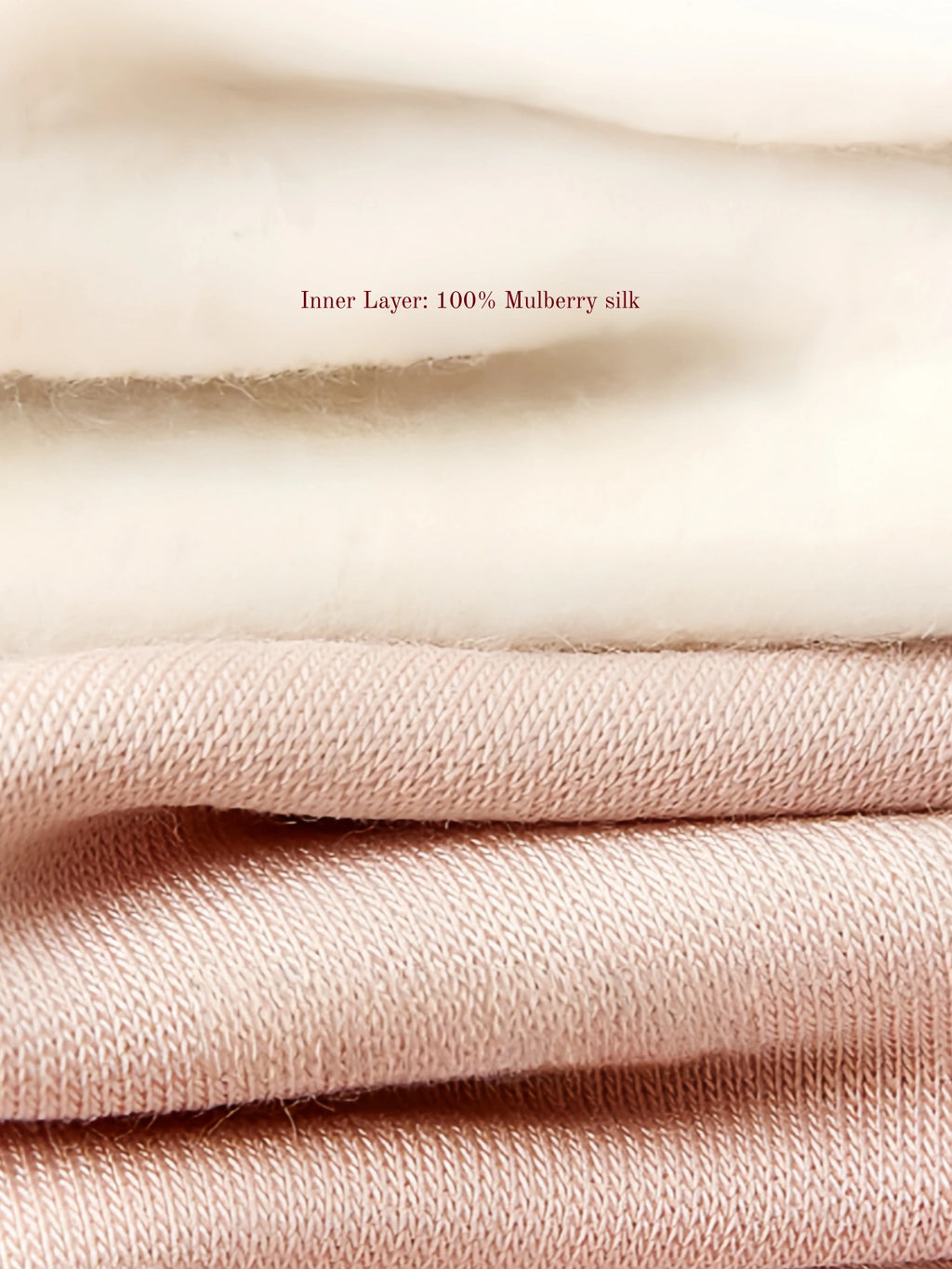 Cream dual-layer thermal set flat lay with contrast piping and folded silk-lined cuffs