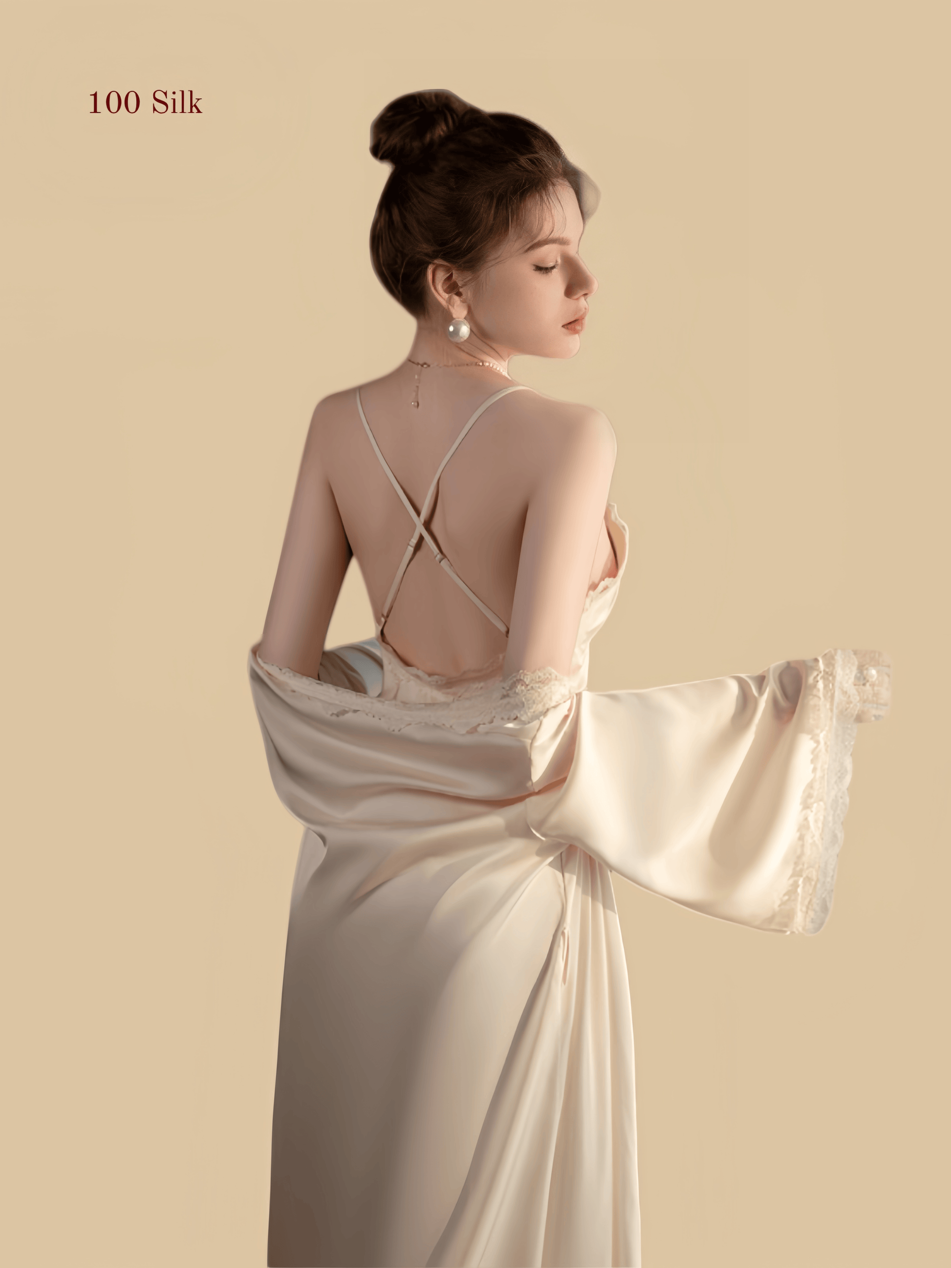 Two-piece padded silk slip dress