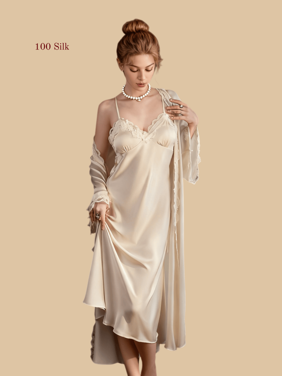 Two-piece padded silk slip dress