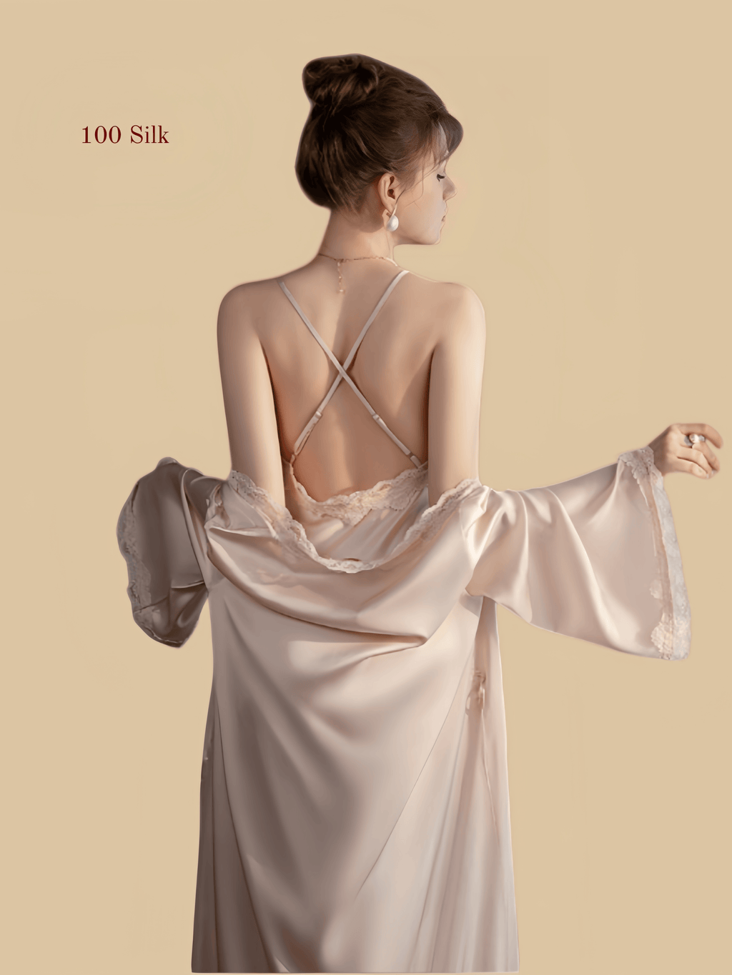 Two-piece padded silk slip dress