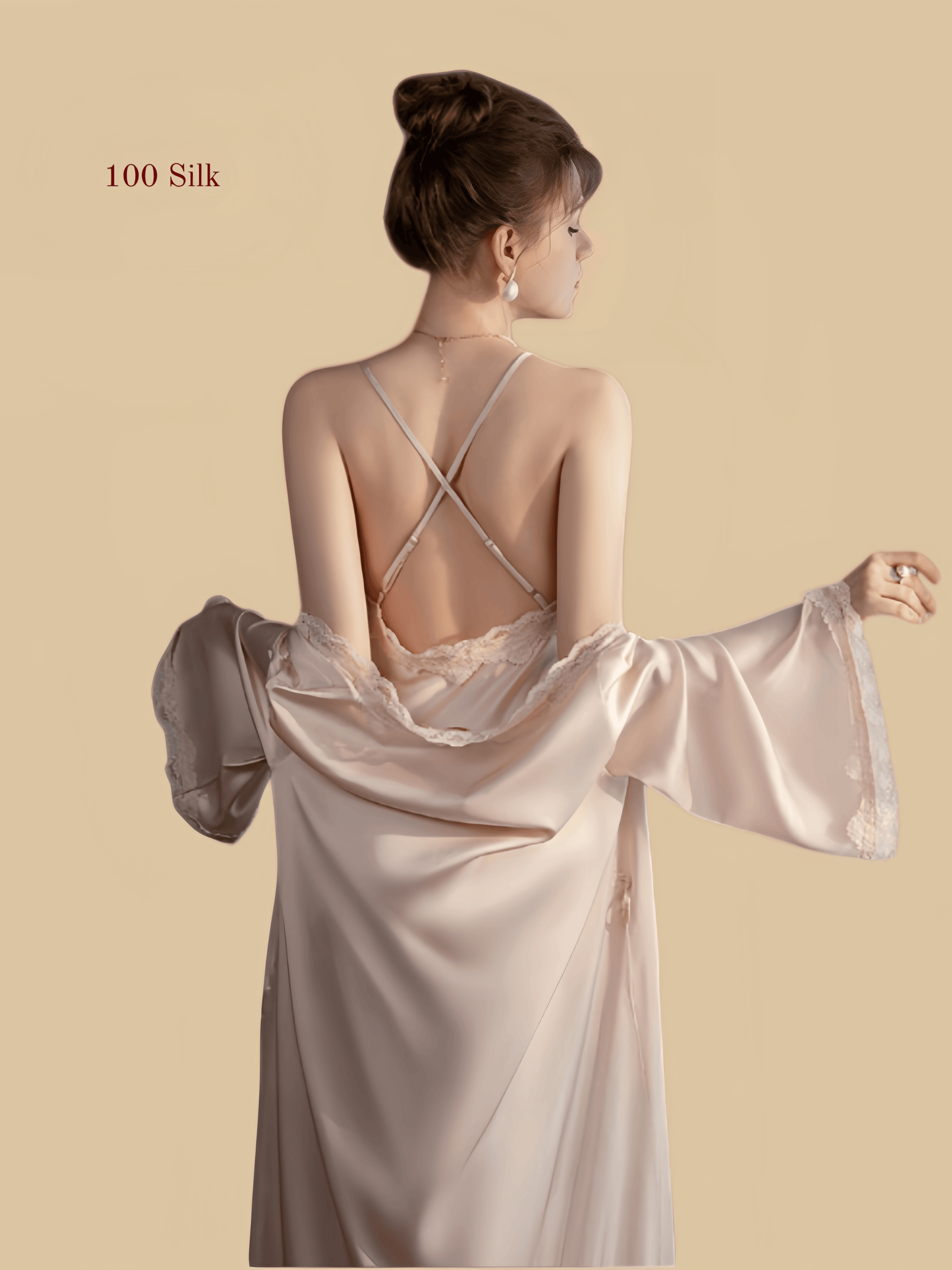 Two-piece padded silk slip dress