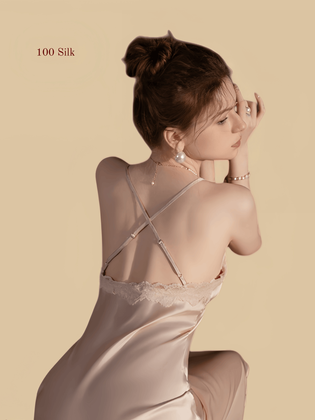 Two-piece padded silk slip dress