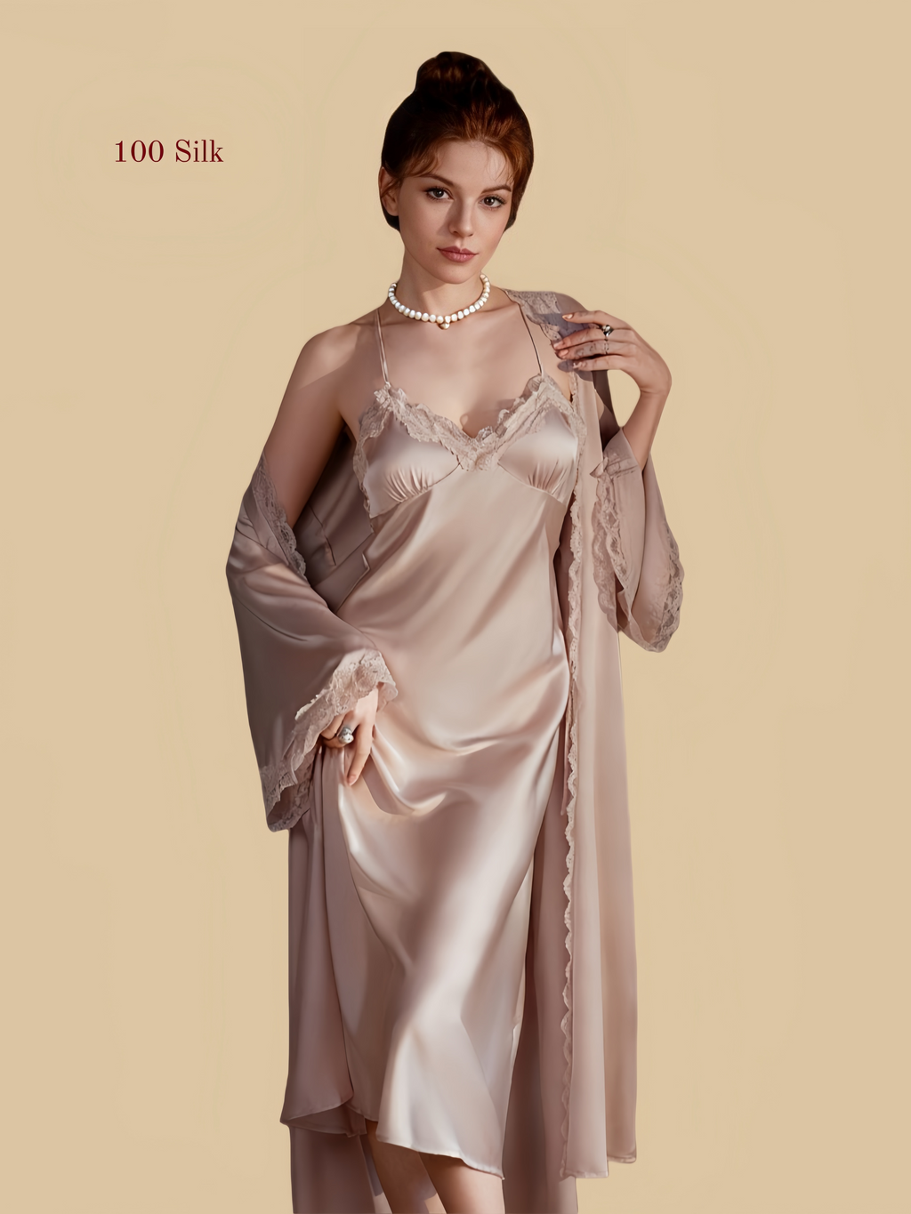 Two-piece padded silk slip dress