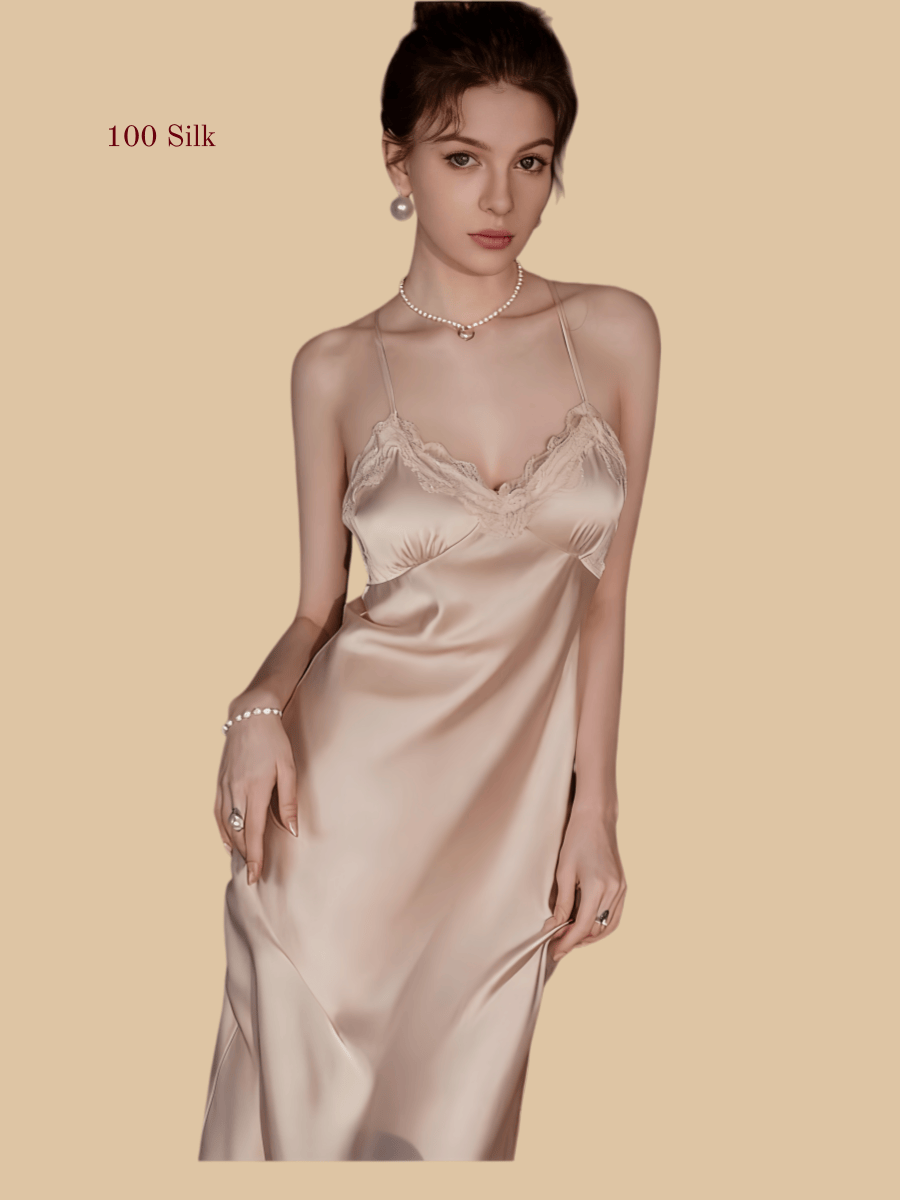 Two-piece padded silk slip dress