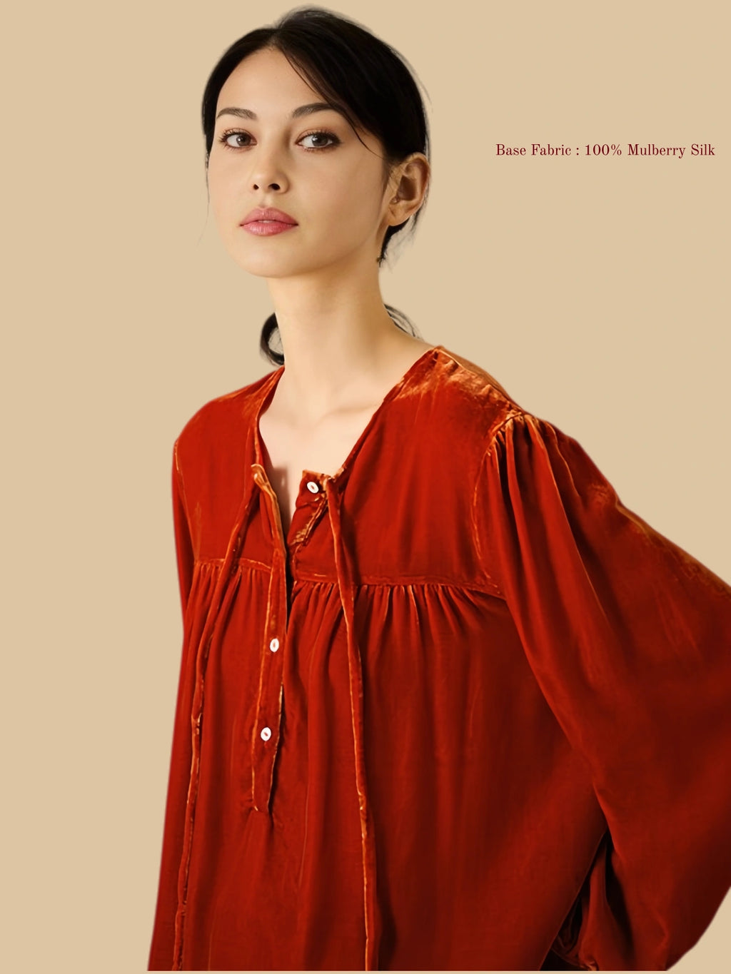 Vibrant Silk Velvet Long Sleeve and Pants Pajama Set - 100% Mulberry Silk Silk Nightgown And Robe Set | Silkgala