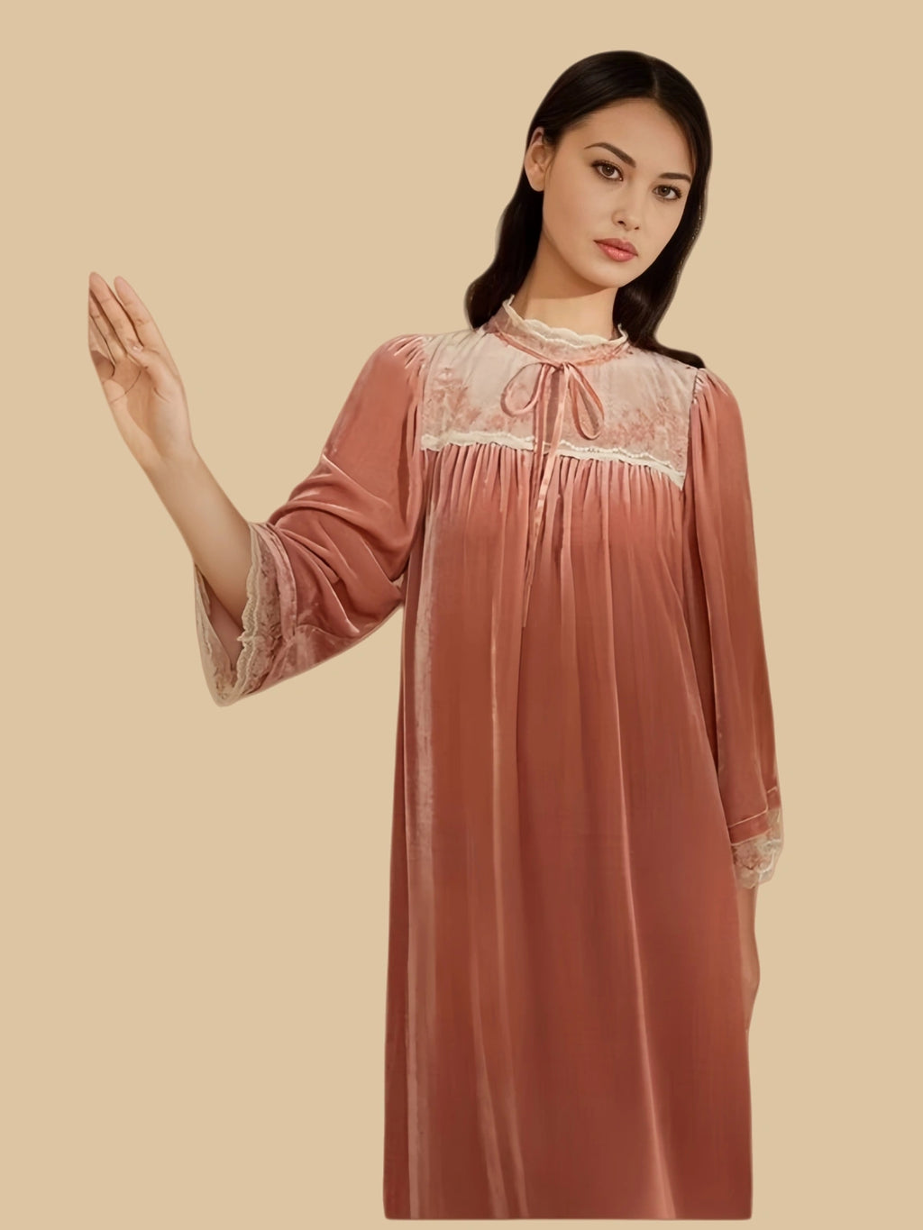 Vintage Elegant Silk Velvet Midi Dress - 100% Mulberry Silk Silk Nightgown And Robe Set | Silkgala