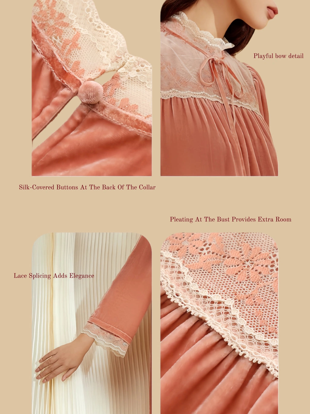 Vintage Elegant Silk Velvet Midi Dress - 100% Mulberry Silk Silk Nightgown And Robe Set | Silkgala