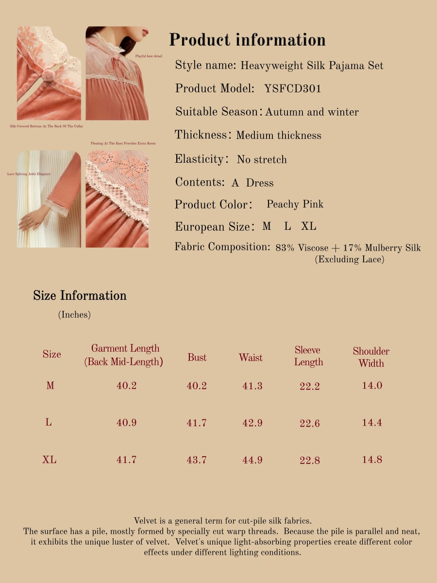 Vintage Elegant Silk Velvet Midi Dress - 100% Mulberry Silk Silk Nightgown And Robe Set | Silkgala