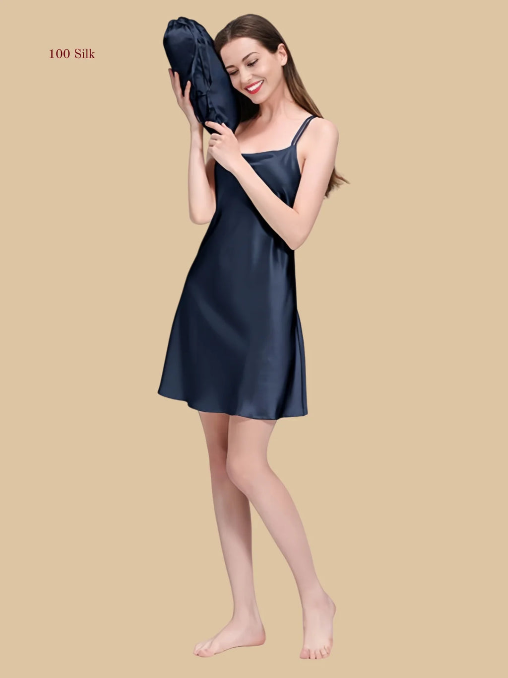 Women Simple Silk Sundresses  A Line